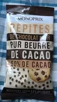 Mängden socker i Pépites de chocolat noir pur cacao