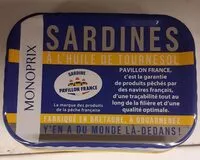 Mängden socker i Sardines à l'huile de tournesol