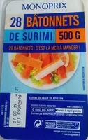 Mängden socker i Bãtonnets de surimi
