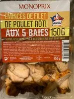 Mängden socker i Emincés de poulet rôti aux 5 baies