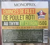 Mängden socker i Eminces de filet de poulet roti au thym et citron