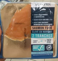 Mängden socker i Saumon fumé élevé en Norvège 2 tranches