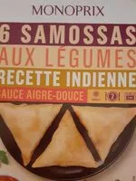 Mängden socker i 6 samossas aux légumes, recette indienne