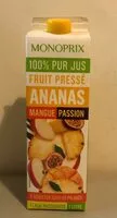 Mängden socker i 100% pur jus Ananas Mangue Passion