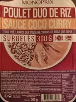 Mängden socker i Poulet duo de riz sauce coco curry