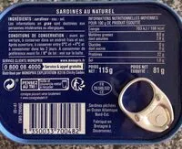 Mängden socker i Sardines au naturel