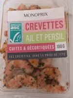 Mängden socker i Crevettes ail et persil cuites et décortiqués