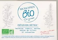 Mängden socker i MONOPRIX BIO Origines - INFUSION DETOX