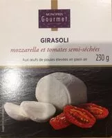 Mängden socker i Girasoli mozzarella et tomates semi-séchées