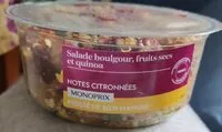 Mängden socker i Salade boulgour fruits secs et quinoa