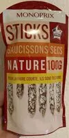Mängden socker i Sticks saucissons secs Nature