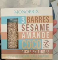Mängden socker i 3 barres sésame Amande Coco