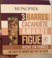 Mängden socker i Barres cacahuète amande figue