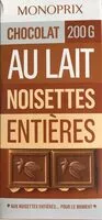 Mängden socker i Chocolat au lait noisettes entières