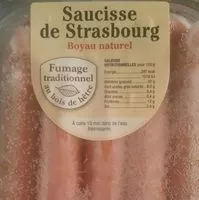 Mängden socker i Saucisse de Strasbourg - boyau naturel