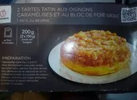 Mängden socker i 2 tartes tatin aux oignons caramélisés et au bloc de foie gras