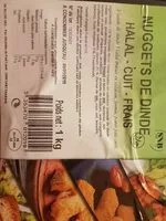 Mängden socker i Nuggets de dinde halal cuit frais