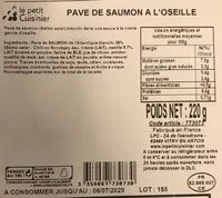 Mängden socker i Pavé de saumon à l'oseille
