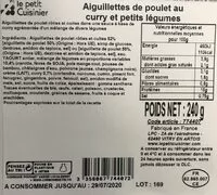 Mängden socker i Aiguillettes de poulet au curry et petits légumes