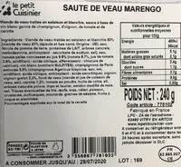 Mängden socker i Sauté de veau Marengo