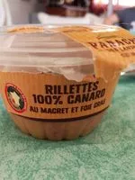 Mängden socker i Rillettes 100% canard au magret et fois gras