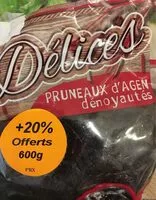 Mängden socker i Pruneaux d'Agen dénoyautés