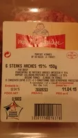 Mängden socker i 6 steaks hachés 15%