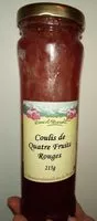 Mängden socker i Coulis de quatre fruits rouges