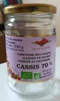 Mängden socker i Confiture biologique allégée en sucre cassis 70%