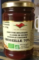 Mängden socker i Groseille 70% - Confiture biologique allegée en sucres