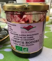 Mängden socker i Confiture 3 fruits rouges bio
