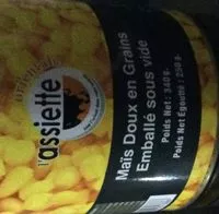 Mängden socker i Maïs doux en grain