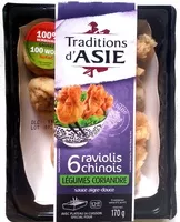 Mängden socker i 6 raviolis chinois Légumes Coriandre sauce aigre-douce