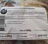 Mängden socker i Röstis de pomme de terre lardons fines herbes