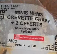 Mängden socker i Minis nems crevette crabe