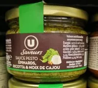 Mängden socker i Sauce pesto épinard noix de cajou pécorino