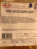 Mängden socker i Porc dauce aigre doux