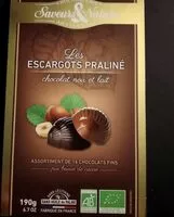 Mängden socker i Les escargots pralinés - Chocolat noir et lait
