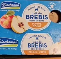 Mängden socker i Yaourt brassé lait de brebis demi écrémé pomme-coing