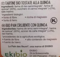 Mängden socker i Pan ecológico crujiente de quinoa sin gluten