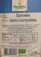 Mängden socker i Pâtes spirales semi-complètes