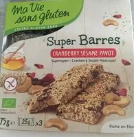 Mängden socker i Super barre cranberry sesame pavot