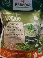 Mängden socker i soupe repas veggie legumes verts pois casses et quinoa real