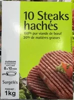 Mängden socker i 10 steaks hachés (20% MG)