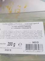 Mängden socker i Olives vertes farcies aux amandes craquantes