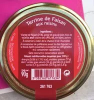 Mängden socker i Terrine de faisan aux raisins