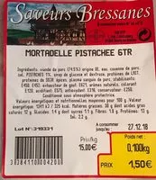 Mängden socker i Mortadelle Pistaches Saveurs Bressanes 100 G