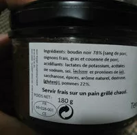 Mängden socker i Terrine de boudin noir aux pommes