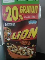 Mängden socker i Céréales Lion caramel et chocolat