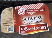 Mängden socker i Les Brasérades Saucisse au couteau au sel fin la barquette de 900 g